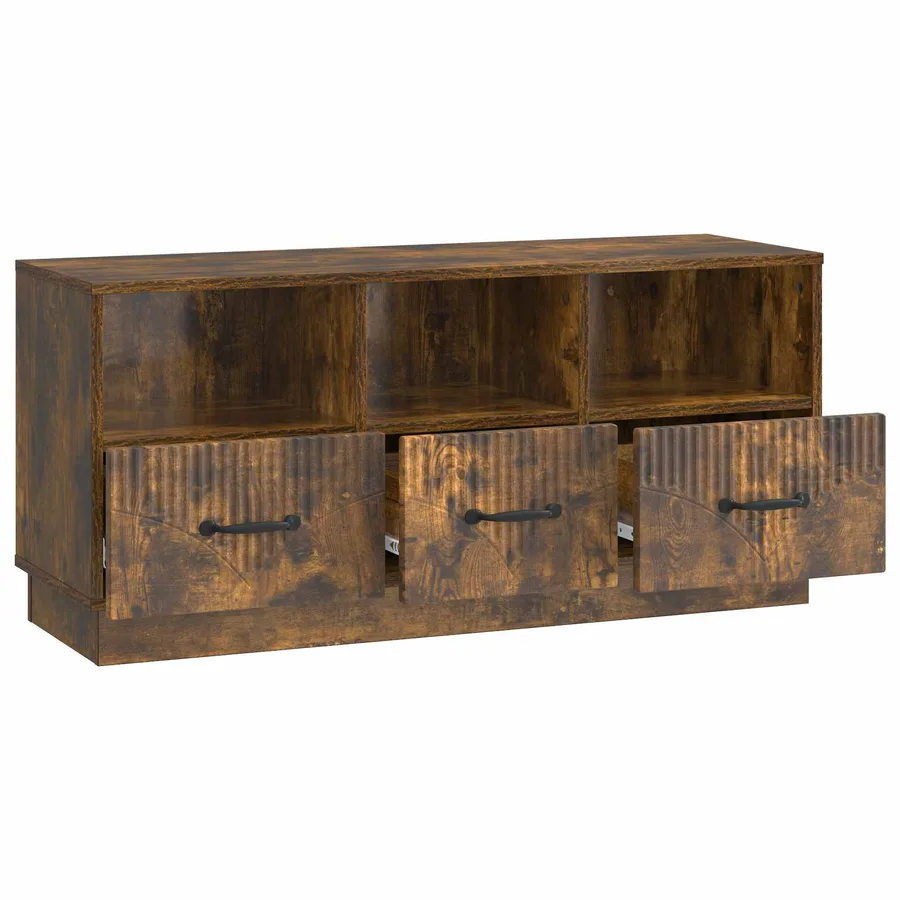 Meuble TV Chêne fumé 102 x 34,5 x 47 cm Bois d'ingénierie - 5