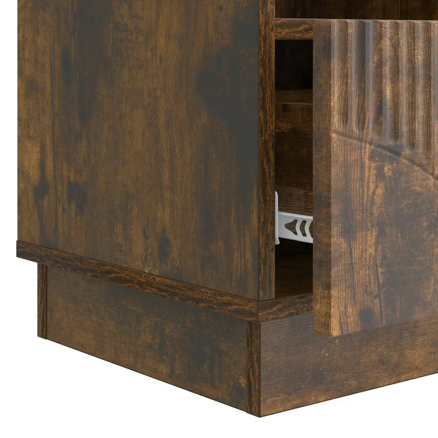 Meuble TV Chêne fumé 102 x 34,5 x 47 cm Bois d'ingénierie - 9