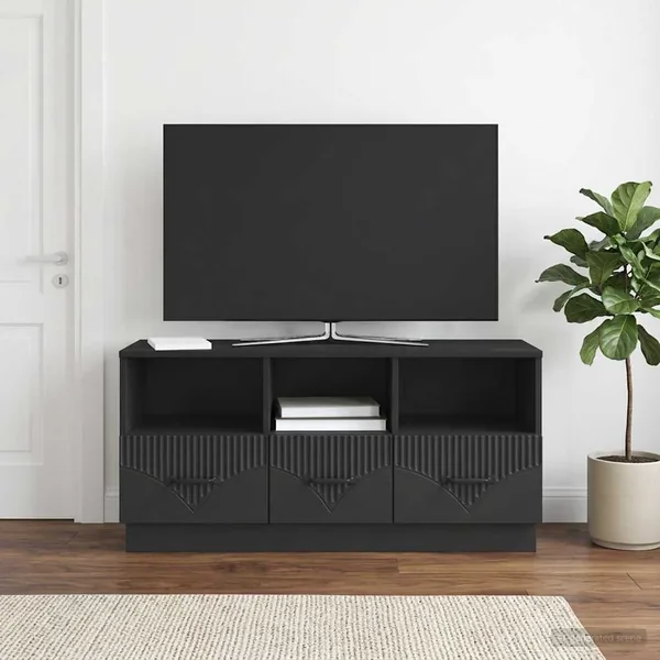 Meuble TV avec tiroir Noir 102 x 34,5 x 47 cm Bois d'ingénierie