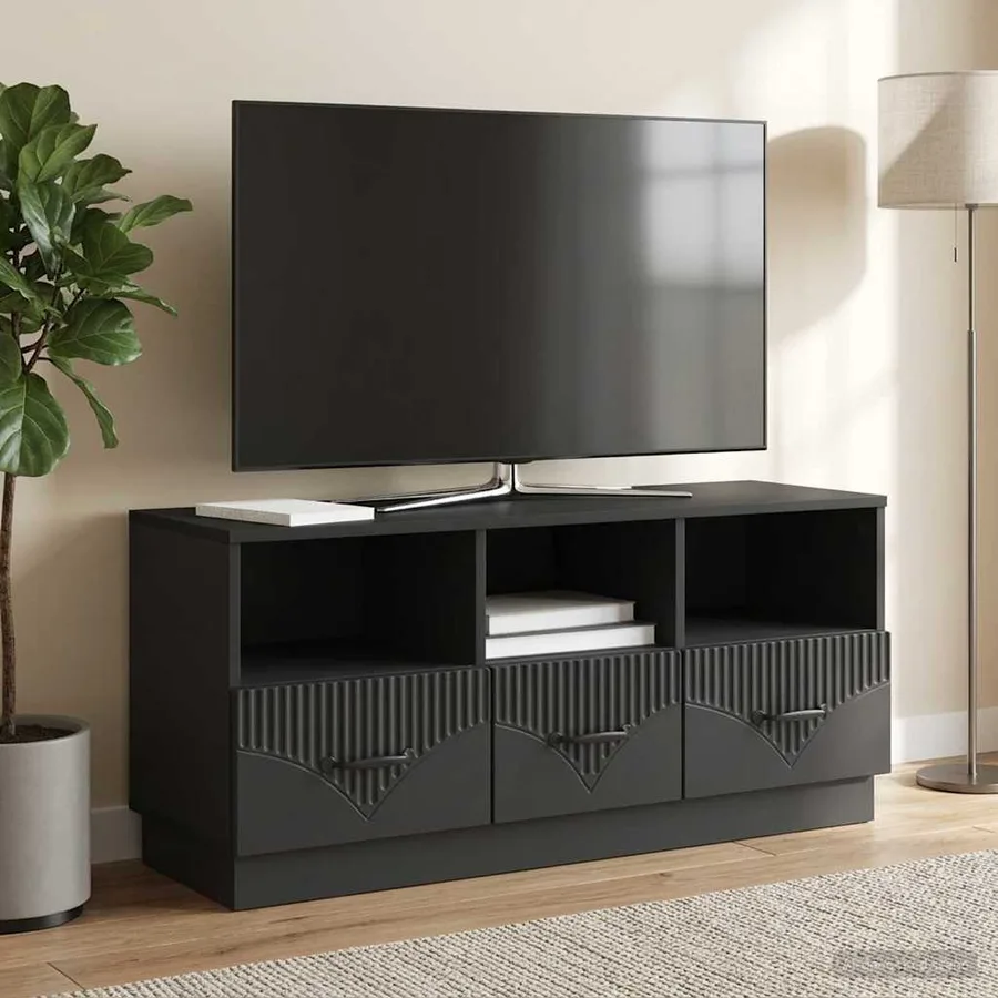 Meuble TV avec tiroir Noir 102 x 34,5 x 47 cm Bois d'ingénierie - 4