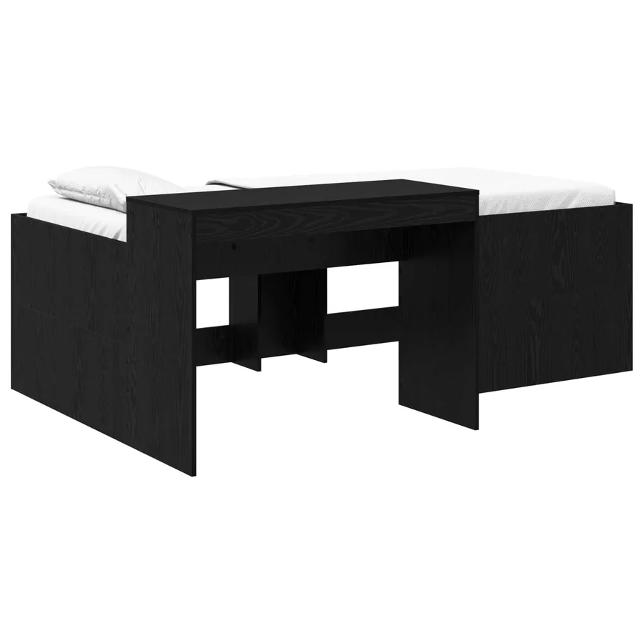 Lit haut pour enfants avec bureau Noir 75 x 190 cm - 2