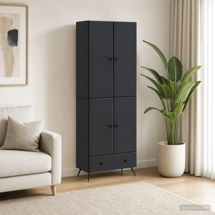 Ensemble de Meubles 2 pcs Noir Bois d'ingénierie