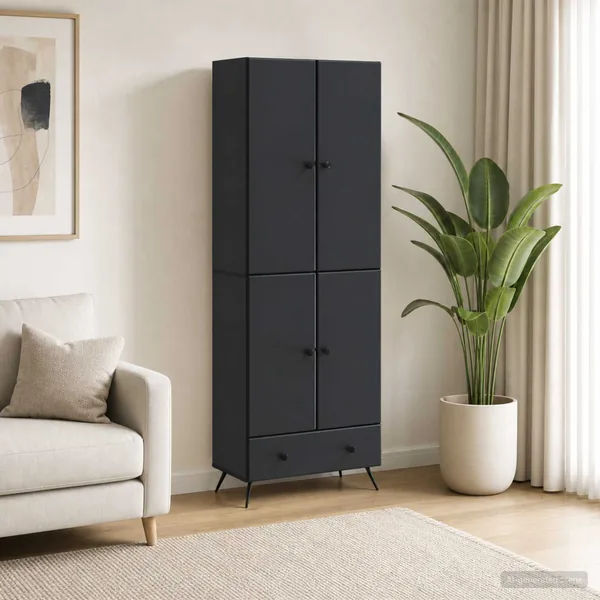 Ensemble de Meubles 2 pcs Noir Bois d'ingénierie