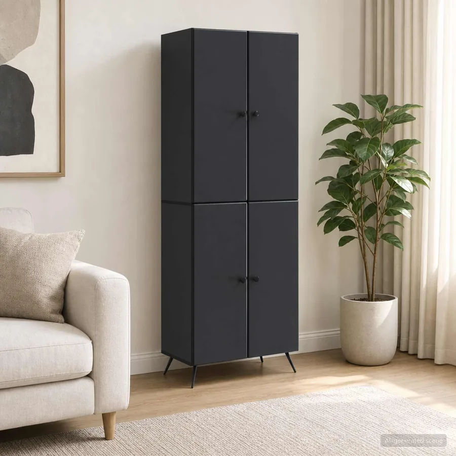 Ensemble de Meubles 2 pcs Noir Bois d'ingénierie