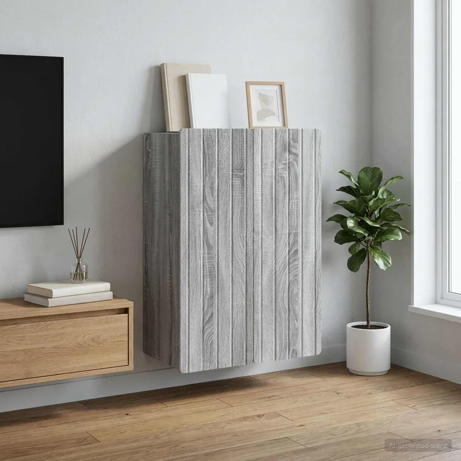 Armoire Murale Sonoma gris 66 x 34,5 x 92 cm Bois d'ingénierie