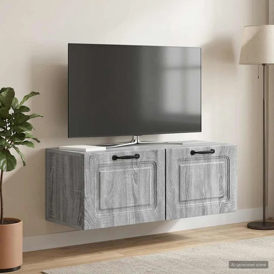 Meuble TV mural Sonoma gris 78,5 x 31 x 30 cm Bois d'ingénierie - 4