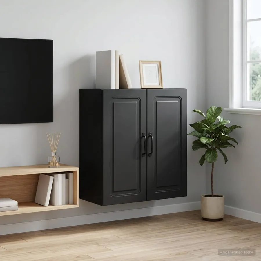 Armoire Murale Noir 59 x 31 x 60 cm Bois d'ingénierie