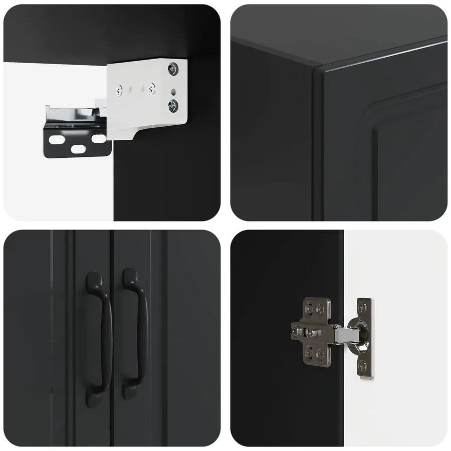Armoire Murale Noir 59 x 31 x 60 cm Bois d'ingénierie - 7