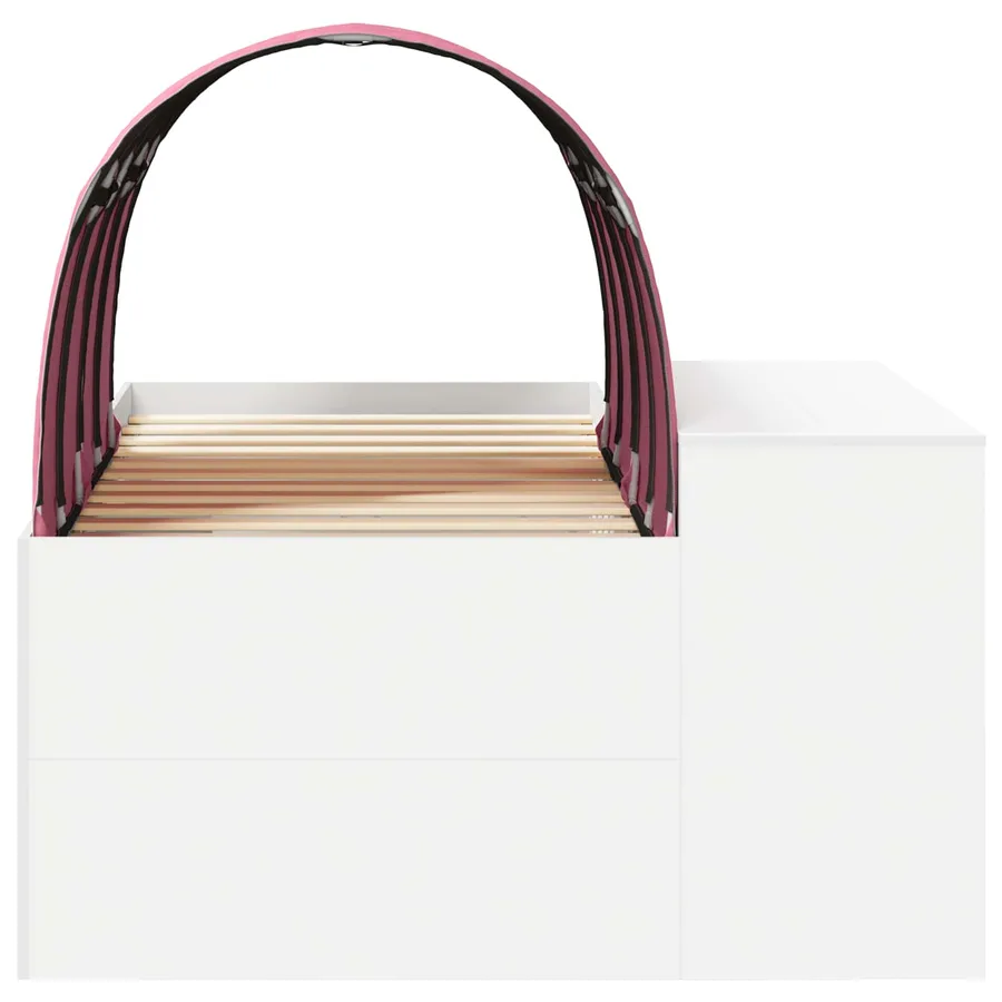 Lit avec Tunnel 3 pc Blanc et rose Bois d'ingénierie - 7