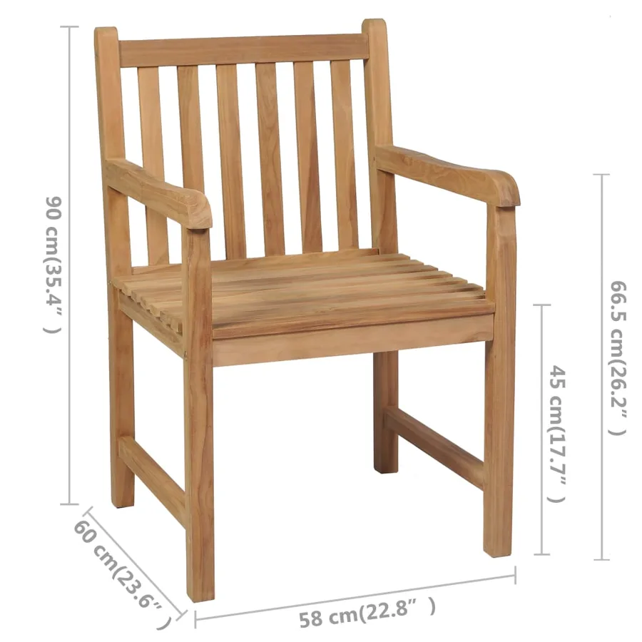 Chaises de jardin lot de 6 et coussins gris Bois de teck massif - 9
