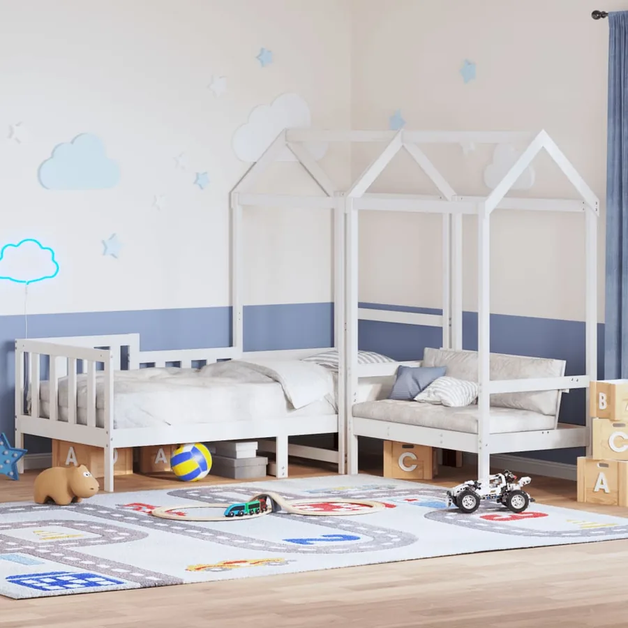 Ensemble de lit de jour et de banc et toit sans matelas blanc
