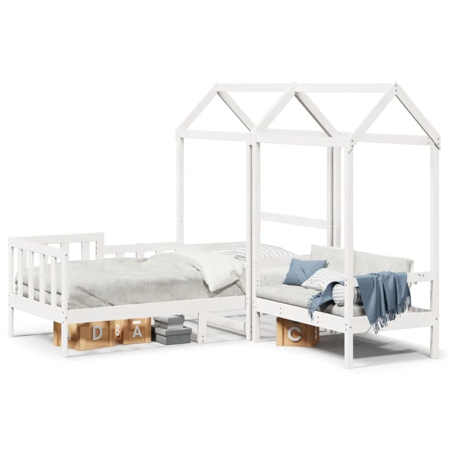 Ensemble de lit de jour et de banc et toit sans matelas blanc - 2