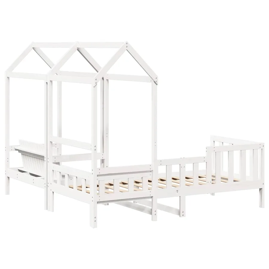 Ensemble de lit de jour et de banc et toit sans matelas blanc - 9