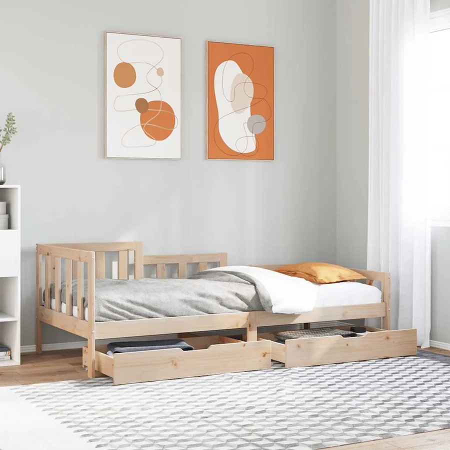 Lit de jour avec tiroirs sans matelas 90x190 cm bois massif