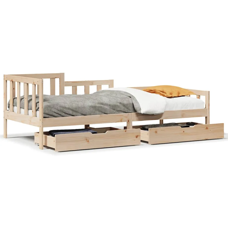 Lit de jour avec tiroirs sans matelas 90x190 cm bois massif - 2