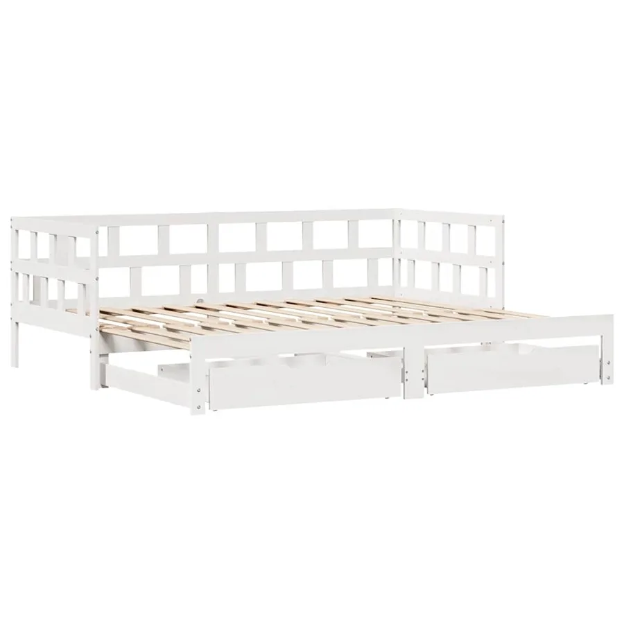 Lit de jour avec gigogne et tiroirs sans matelas blanc 90x190cm - 3