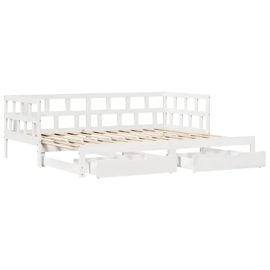 Lit de jour avec gigogne et tiroirs sans matelas blanc 90x190cm - 5