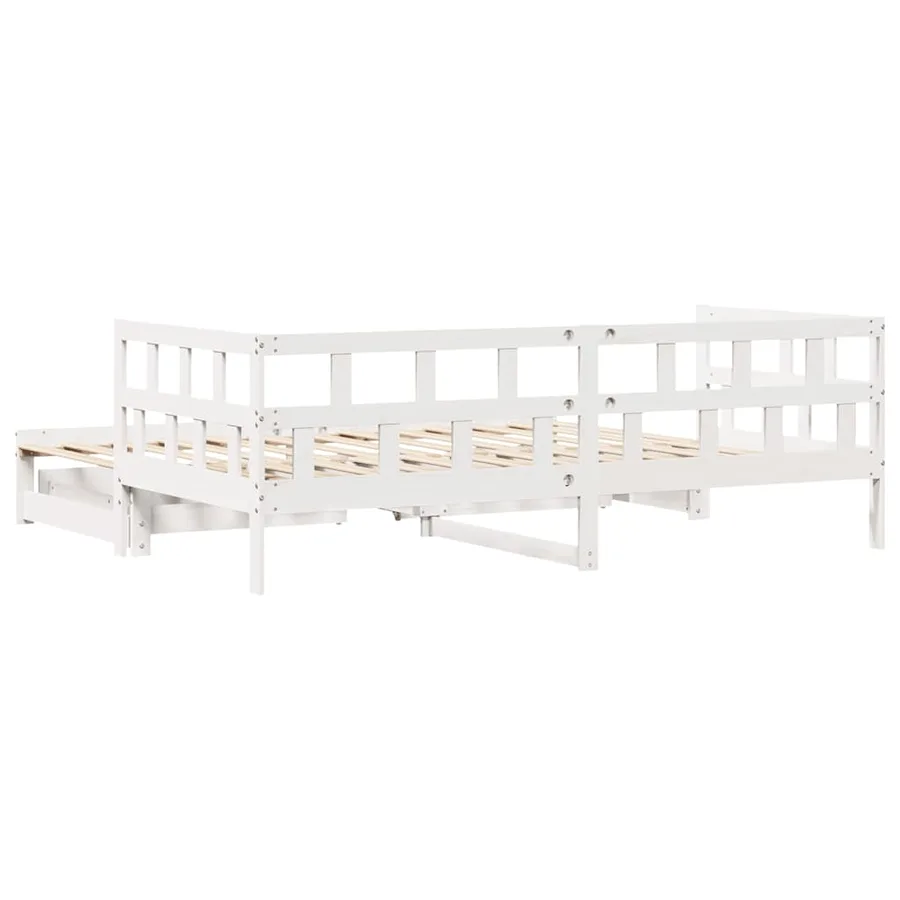 Lit de jour avec gigogne et tiroirs sans matelas blanc 90x190cm - 7