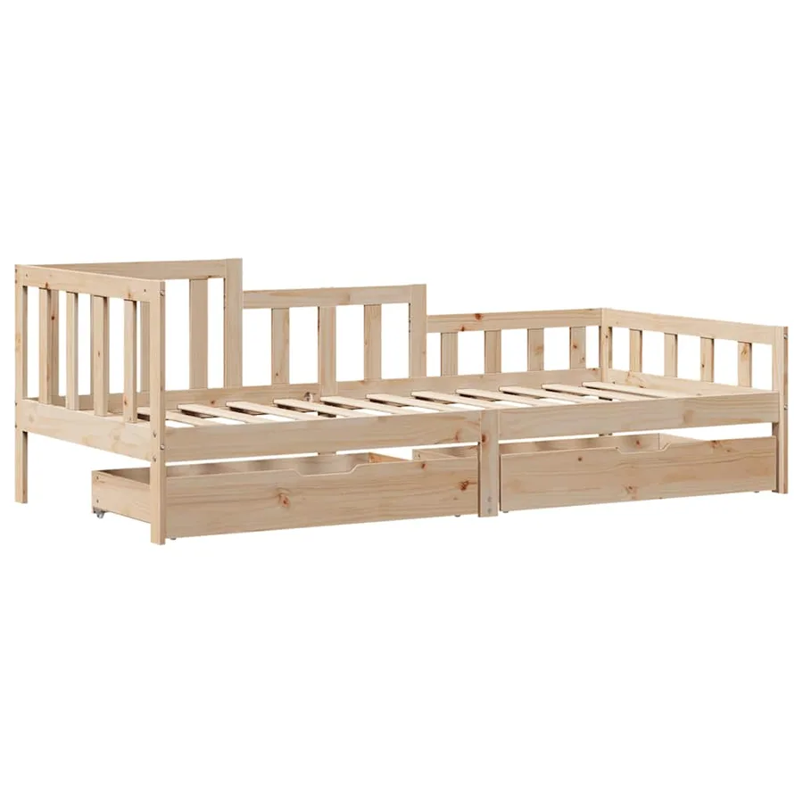 Lit de jour avec tiroirs sans matelas 80x200 cm bois massif - 3