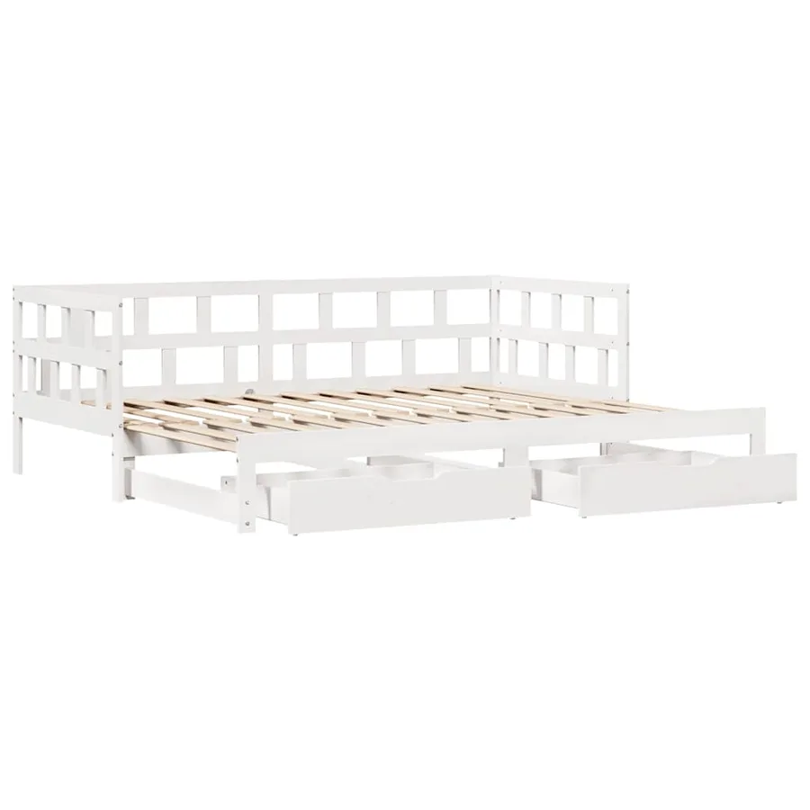 Lit de jour avec gigogne et tiroirs sans matelas blanc 80x200cm - 5