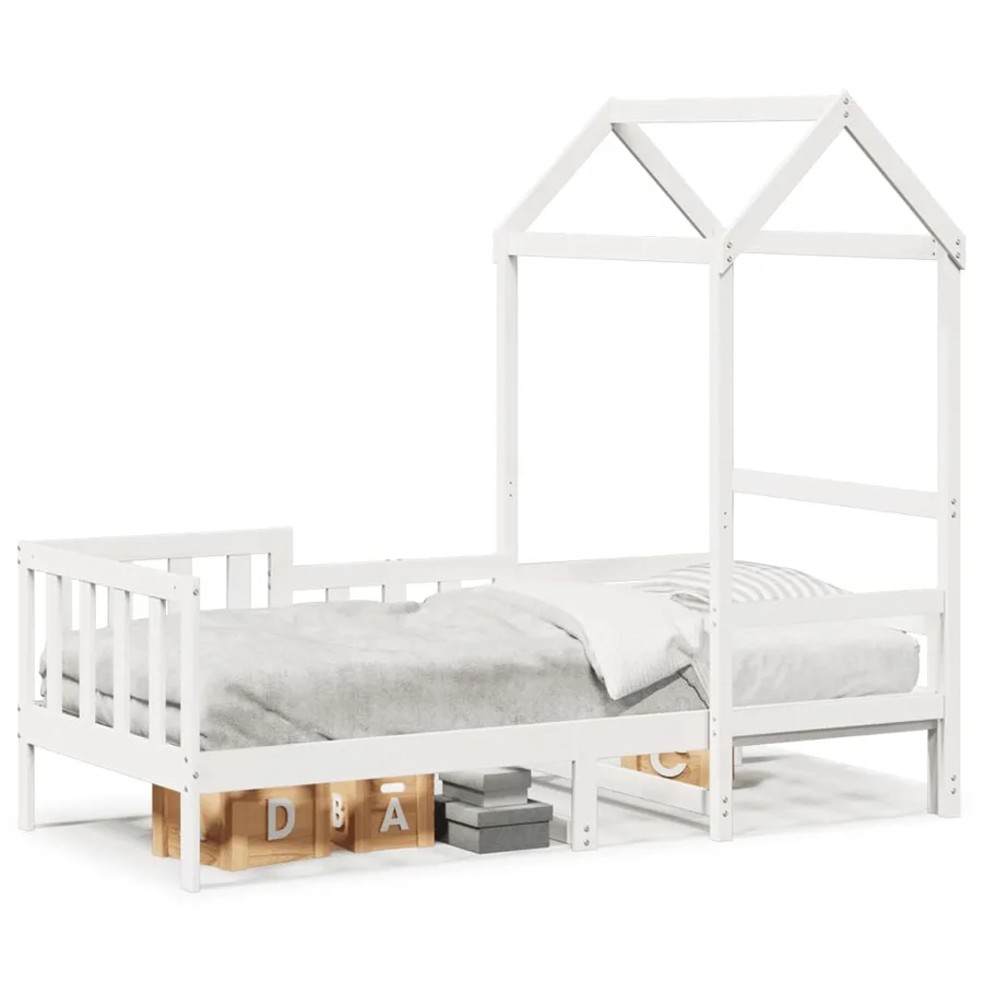 Lit de jour avec toit sans matelas blanc 80x200 cm bois massif - 2