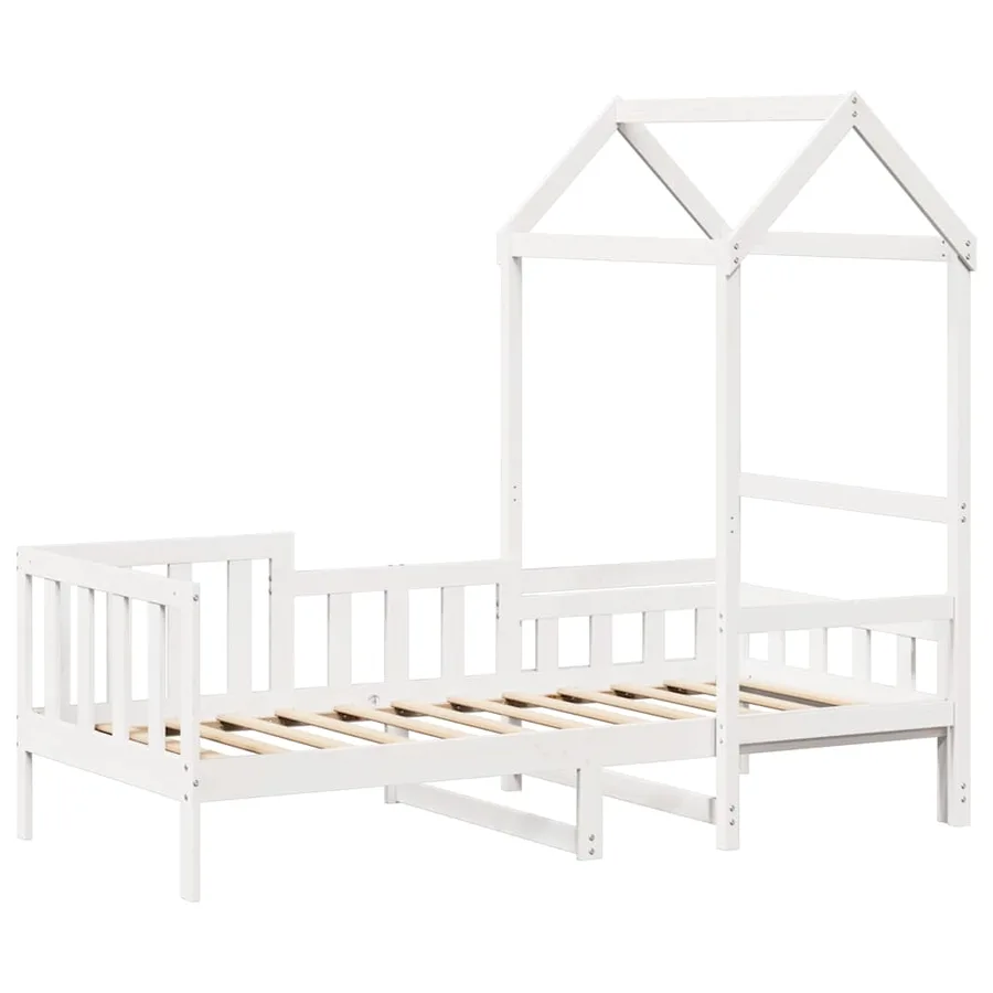 Lit de jour avec toit sans matelas blanc 80x200 cm bois massif - 3