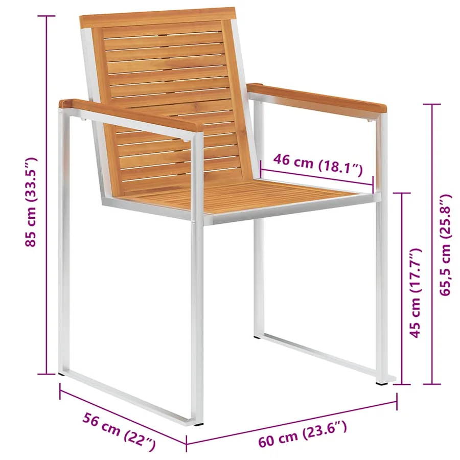 Chaises de jardin lot de 4 avec coussins Bois d'acacia massif - 13