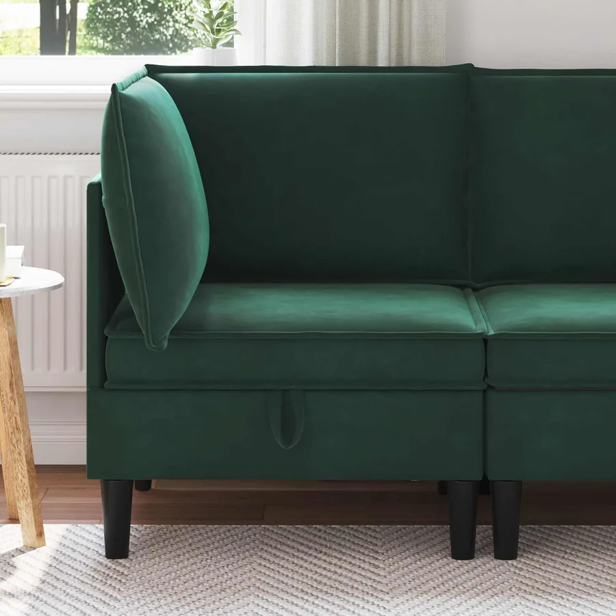Sofa avec rangement Vert foncé Velours