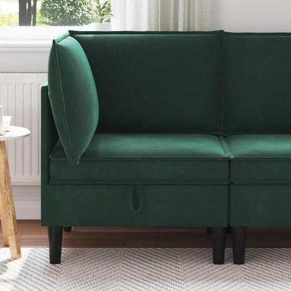Sofa avec rangement Vert foncé Velours