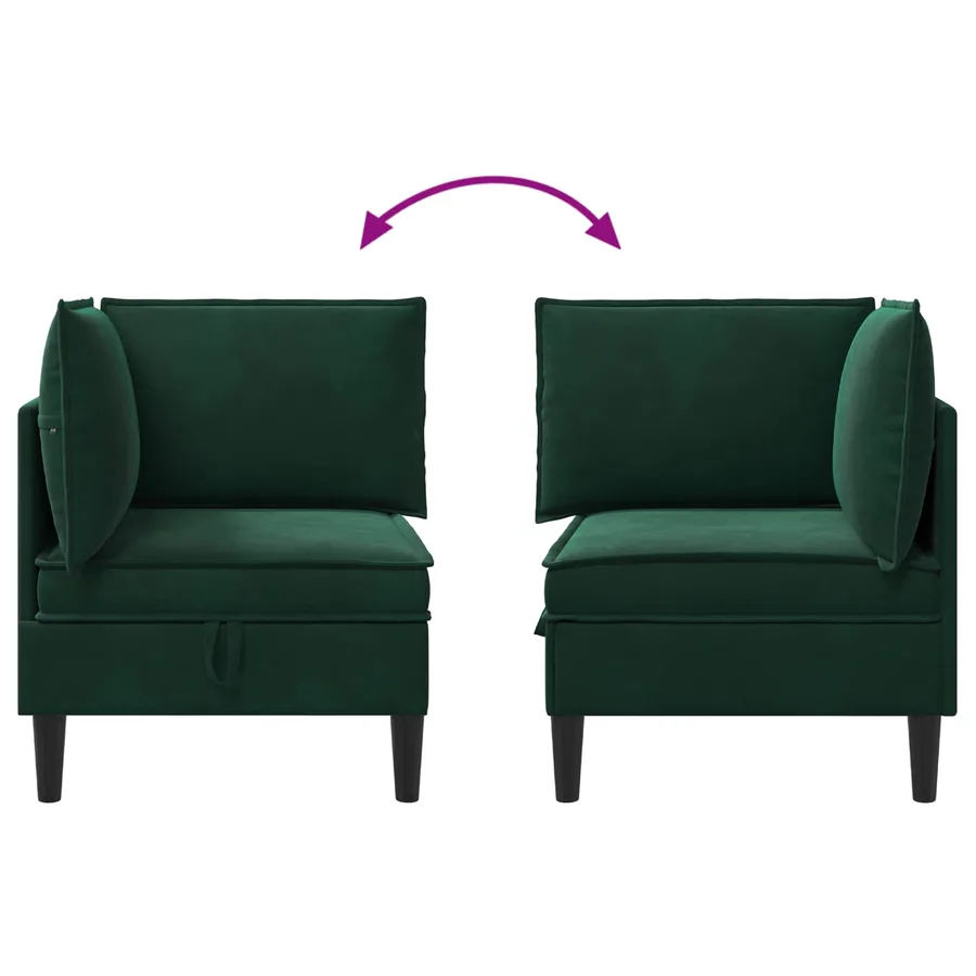 Sofa avec rangement Vert foncé Velours - 8