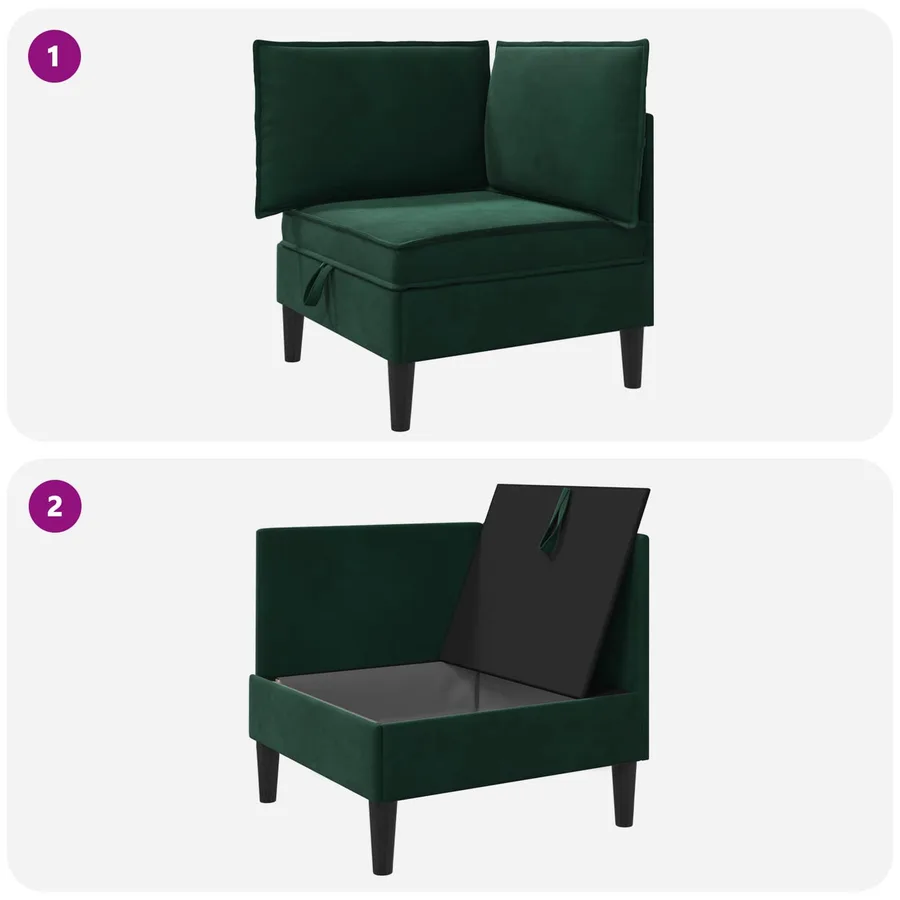 Sofa avec rangement Vert foncé Velours - 9