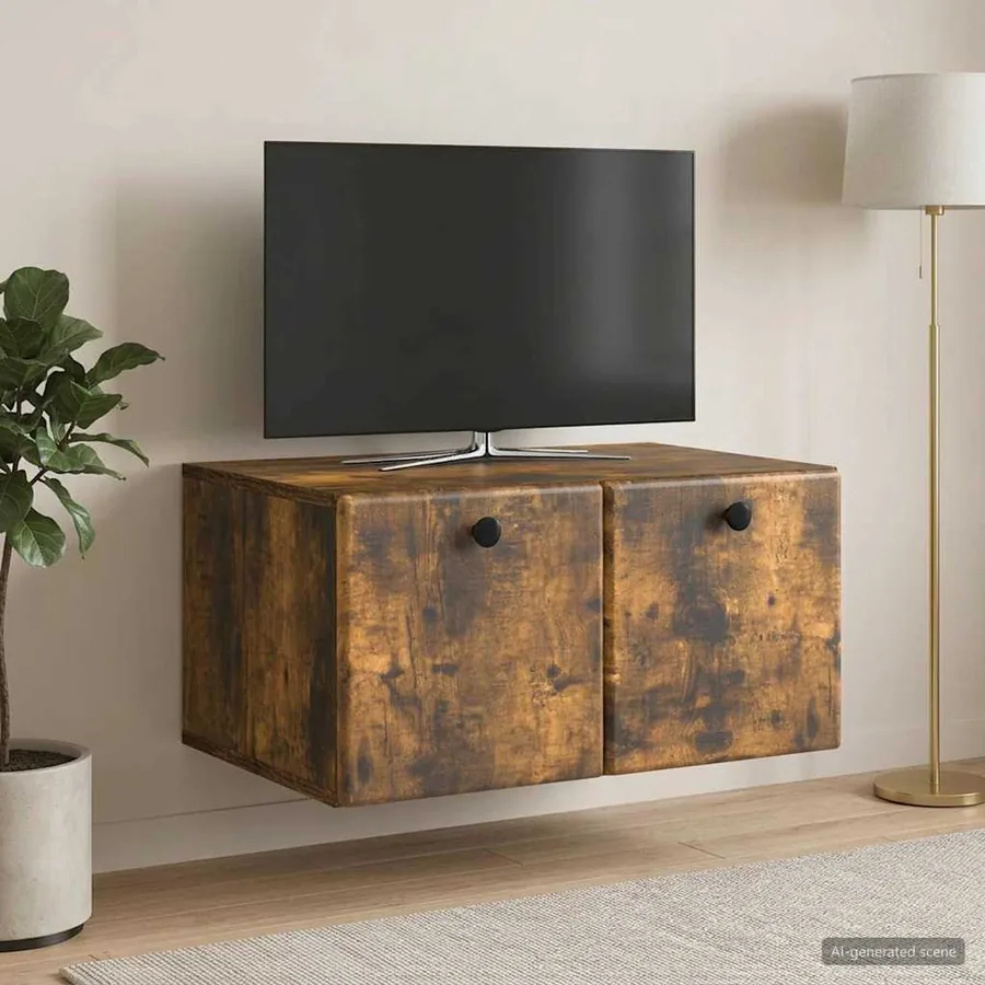 Meuble TV mural 59,5 x 41 x 30 cm Chêne fumé Bois d'ingénierie
