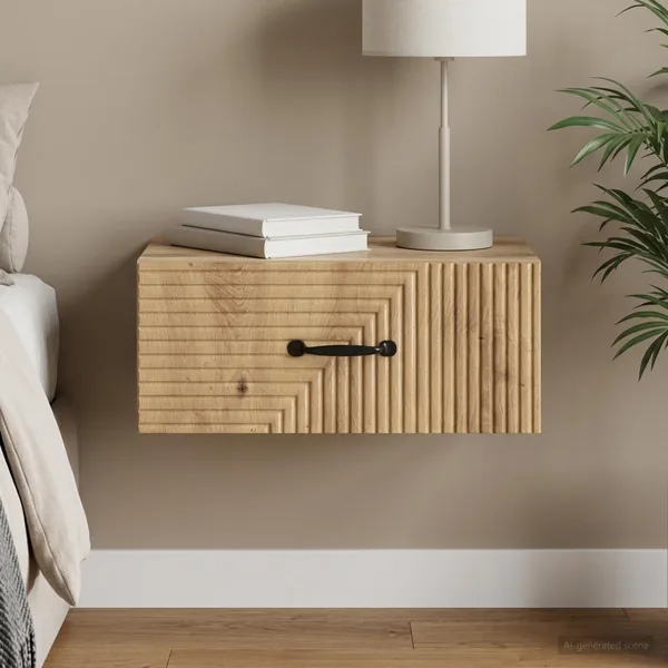 Cabinet de chevet mural Chêne artisanal 49 x 34,5 x 20 cm
