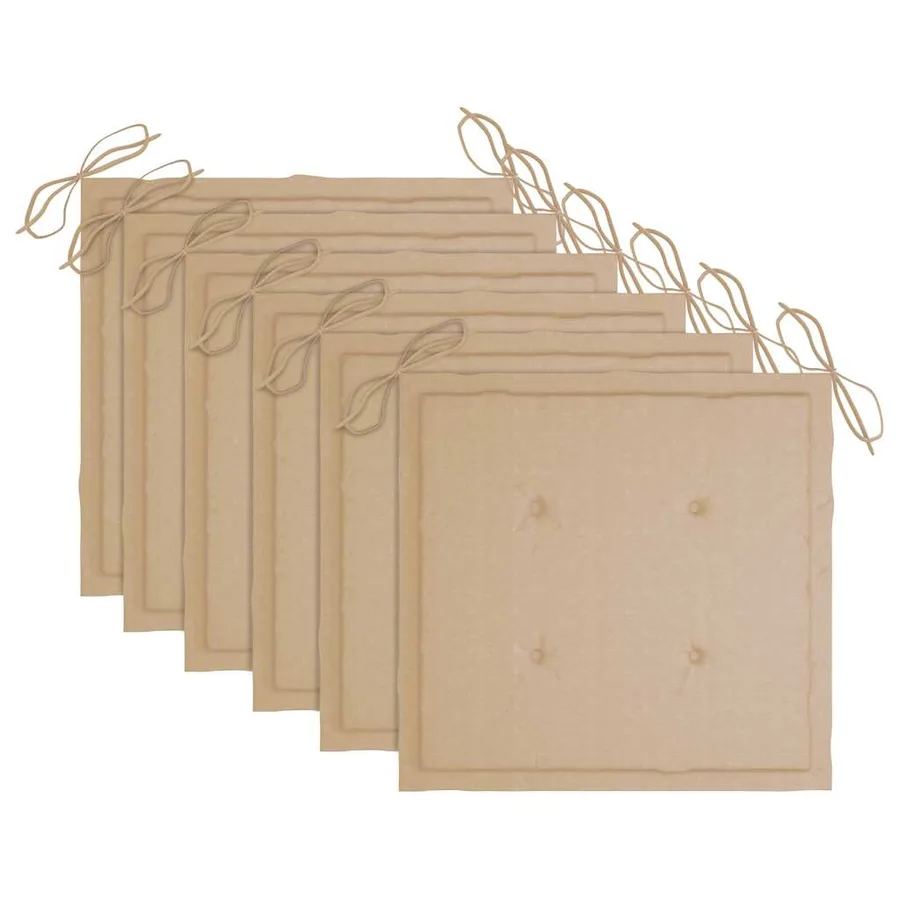 Chaises de jardin avec coussins beige lot de 6 Bois teck massif - 6
