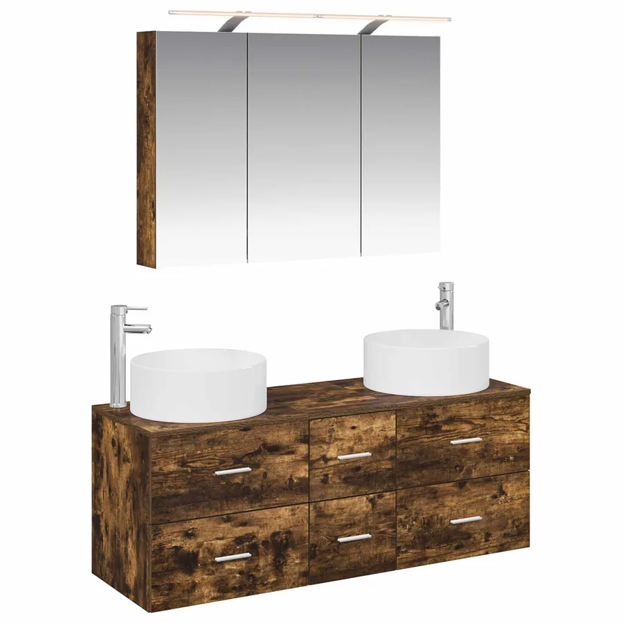 Ensemble de mobilier de salle de bain 4 pcs Chêne fumé - 2