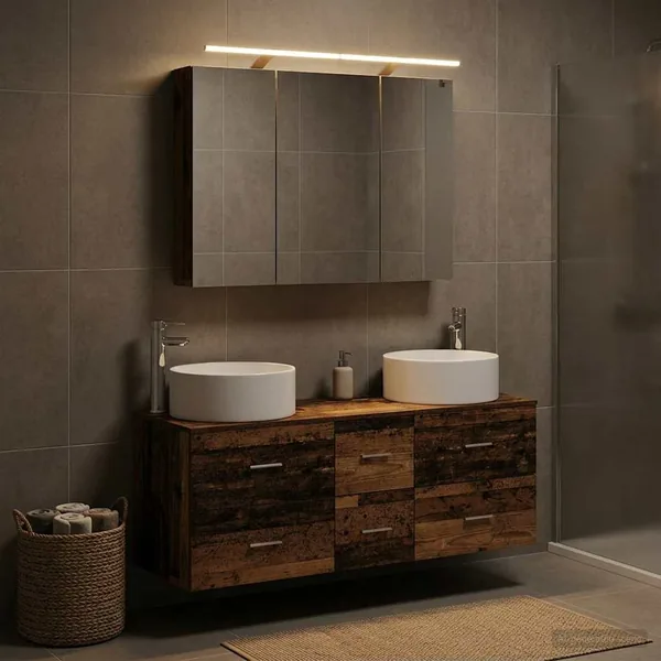 Ensemble de mobilier de salle de bain 4 pcs Bois ancien