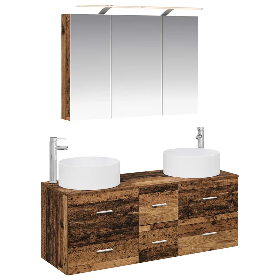 Ensemble de mobilier de salle de bain 4 pcs Bois ancien - 2