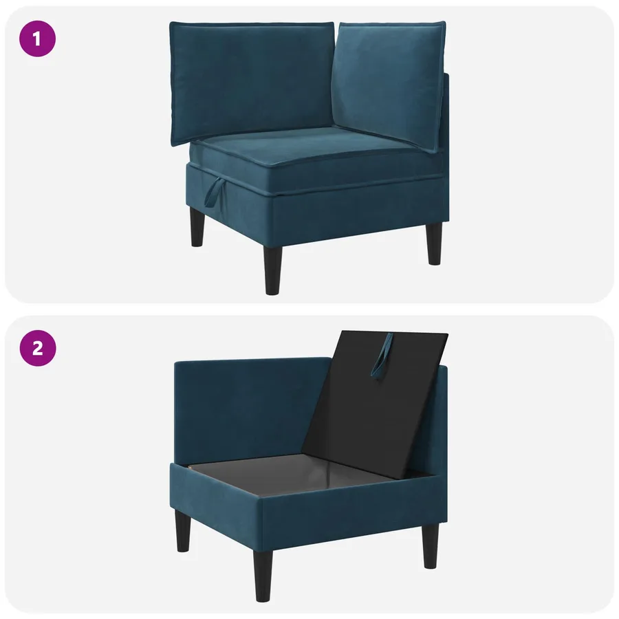 Sofa avec rangement Bleu Velours - 9