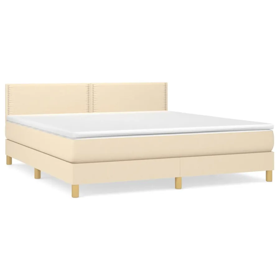 Sommier à lattes de lit avec matelas Crème 180x200 cm Tissu - 2