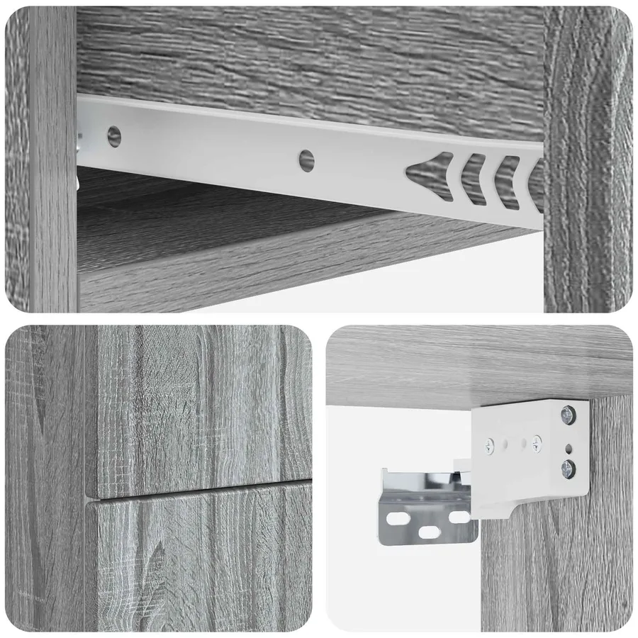 Cabinet de chevet mural 2 pcs Sonoma gris 33 x 34,5 x 43 cm - 8