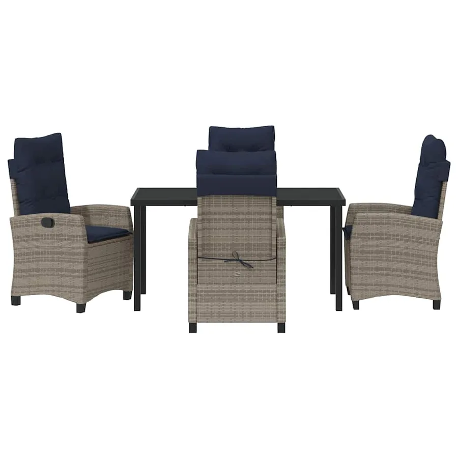 Ensemble de salle à manger pour jardin 5 pcs Gris polyrotin - 7