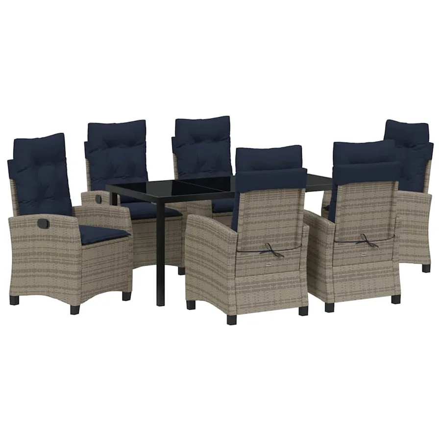 Ensemble de salle à manger pour jardin 7 pcs Gris polyrotin - 2