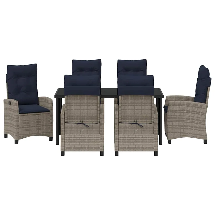 Ensemble de salle à manger pour jardin 7 pcs Gris polyrotin - 7