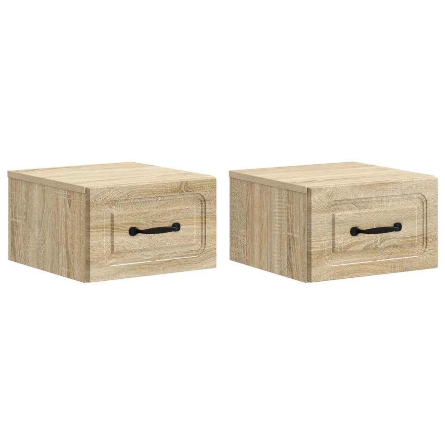 Cabinet de chevet mural 2 pcs Chêne Sonoma 34,5 x 33 x 20 cm - 2