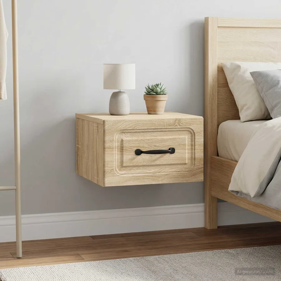 Cabinet de chevet mural 2 pcs Chêne Sonoma 34,5 x 33 x 20 cm - 4