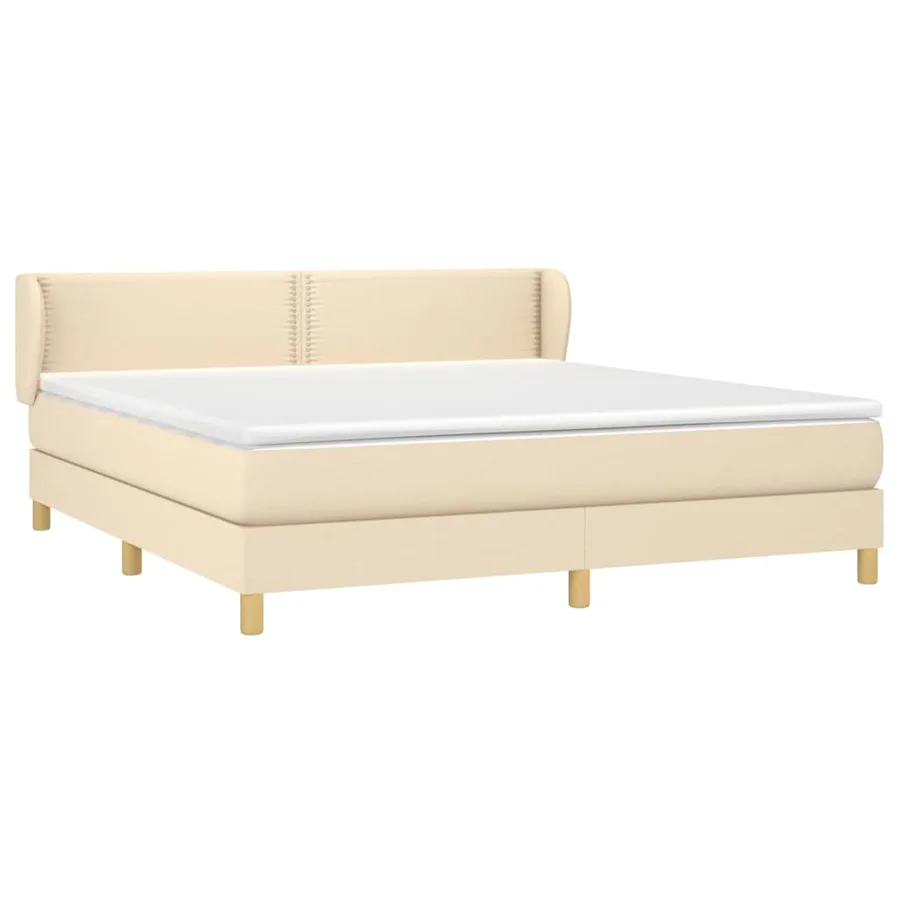 Sommier à lattes de lit avec matelas Crème 180x200 cm Tissu - 3