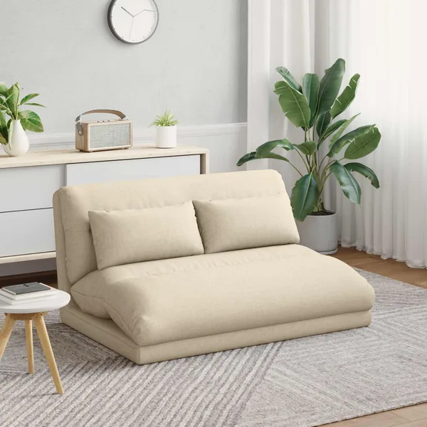 Fauteuil de sol ajustable Crème Tissu