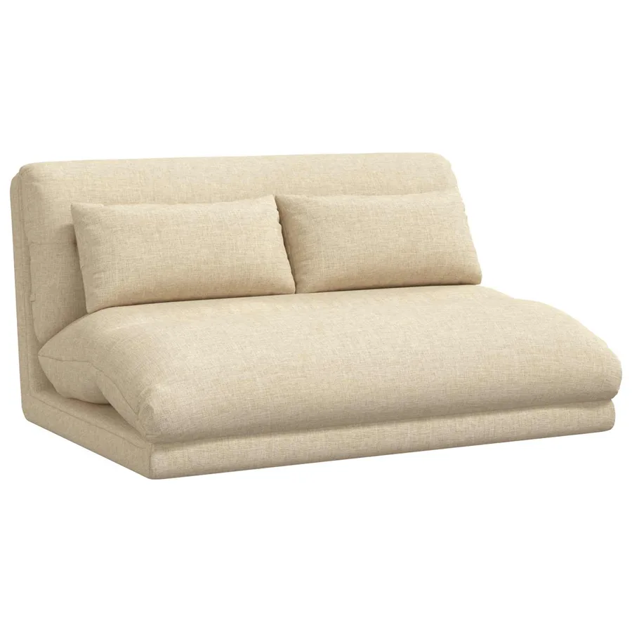 Fauteuil de sol ajustable Crème Tissu - 2
