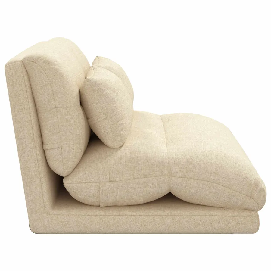 Fauteuil de sol ajustable Crème Tissu - 5