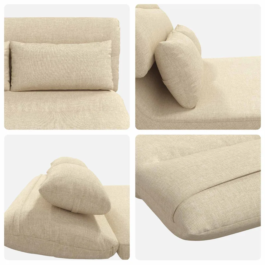 Fauteuil de sol ajustable Crème Tissu - 7